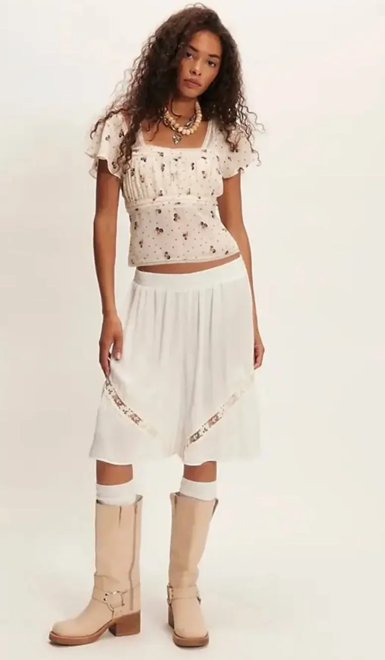 NWT FREE PEOPLE Prairie Field Top | Swan Combo | Size M